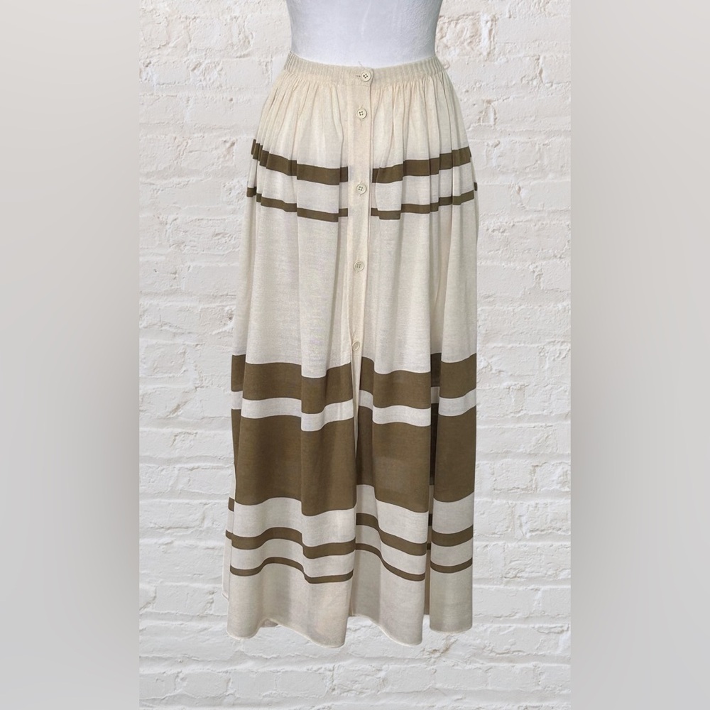 Angelo Tarlazzi VTG Cream Brown Knit Midi Skirt Sz 12 XL READ Old Money Capsule